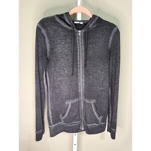 Make + Model Black Washed Zip Up Hoodie Loungewear Athleisure Cozycore Normcore